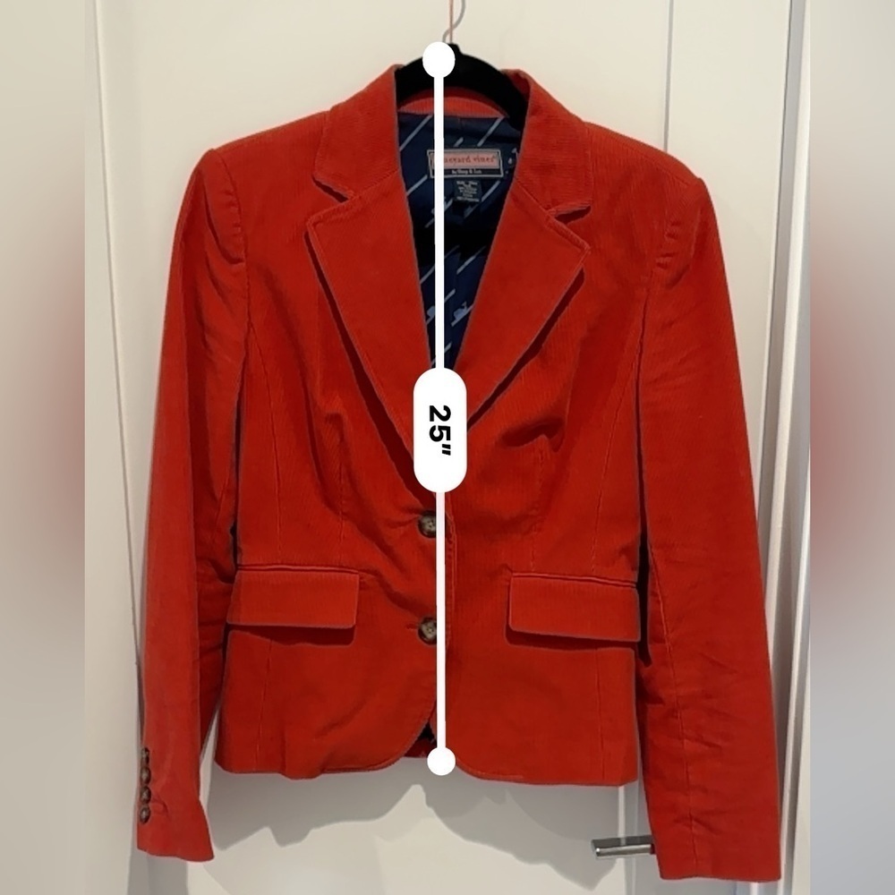 Vineyard Vines Orange Corduroy Cotton Blazer Jacket Women's Size 4 - Picture 6 of 6